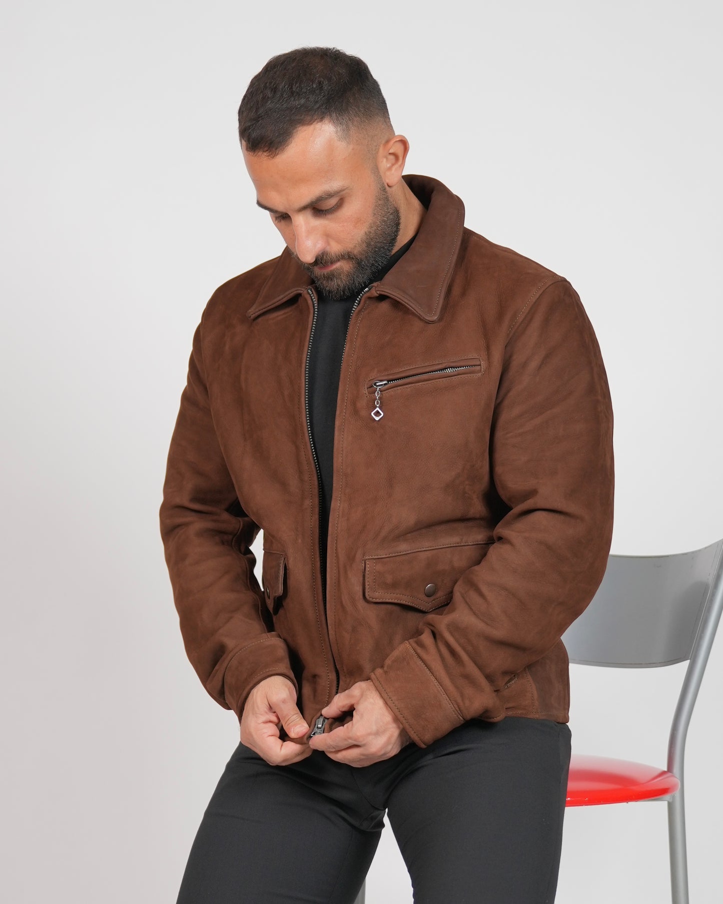SHALAPI
brown Leather Jacket for men