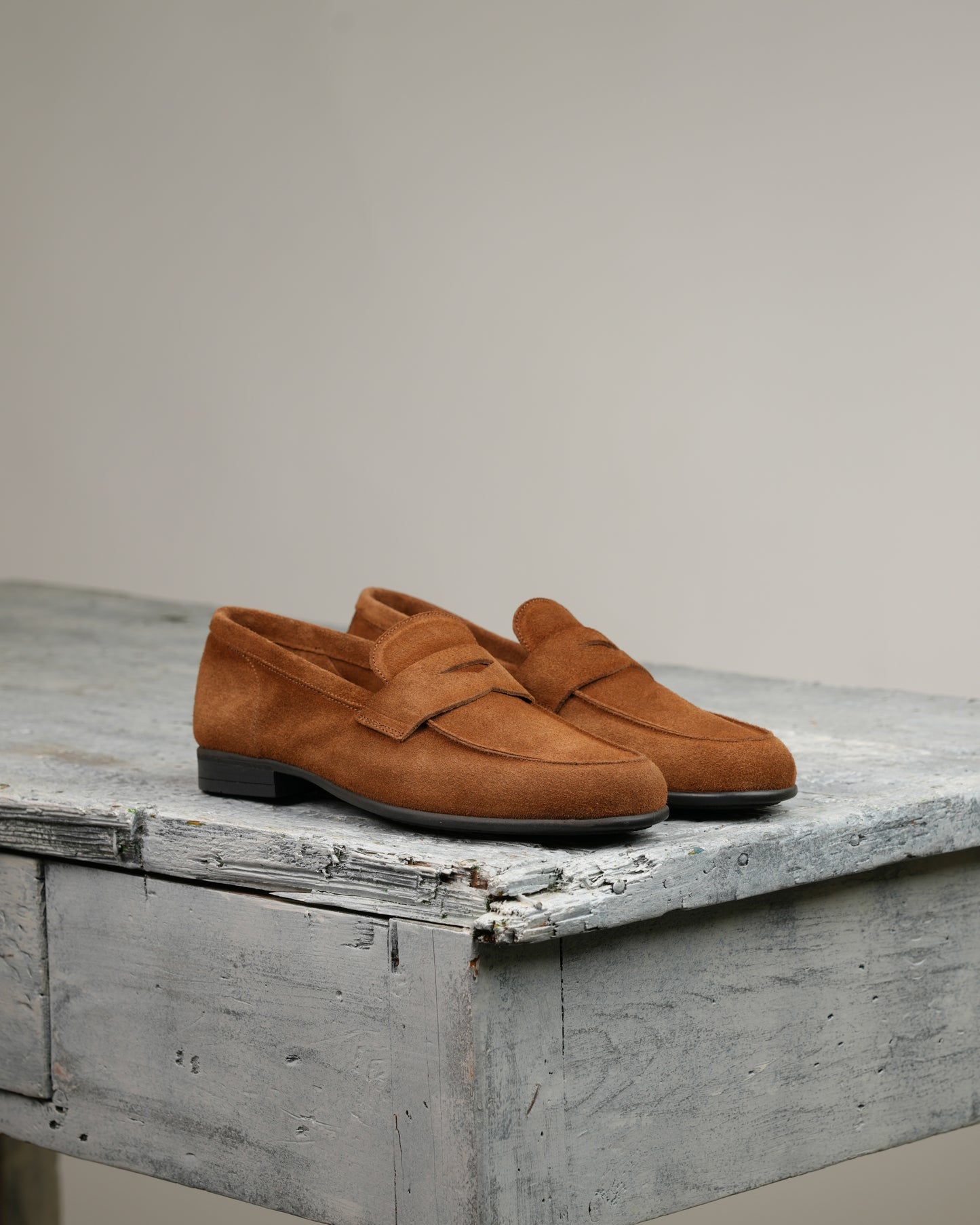 SHALAPI NAPOLI italian loafers for men in suede camel