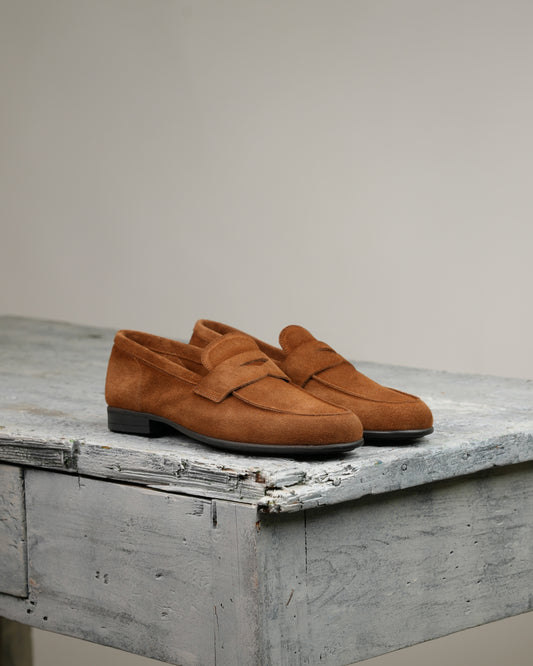 SHALAPI NAPOLI italian loafers for men in suede camel