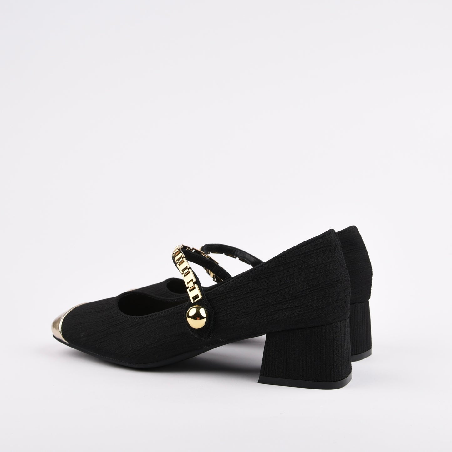 Shalapi Mid Heel Shoes for women in black and gold