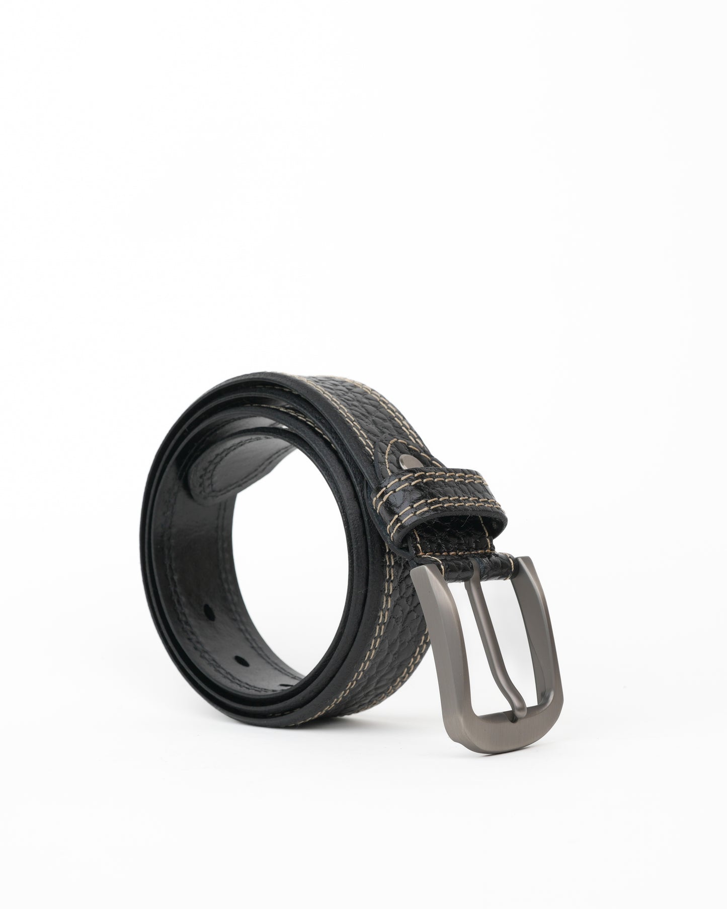 Shalapi Genuine leather belts for jeans for men in black