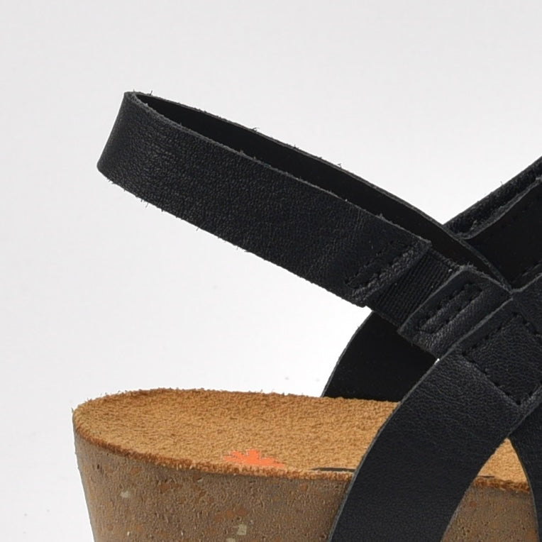 Art Spanish Strap Wedge Sandal for women in black