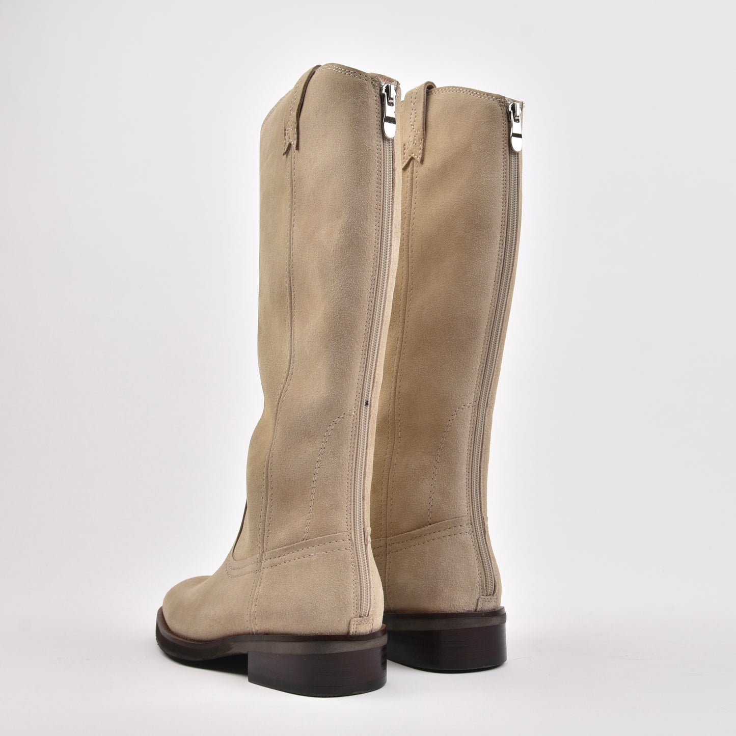 Shalapi genuine leather high ankle boots for women in suede beige