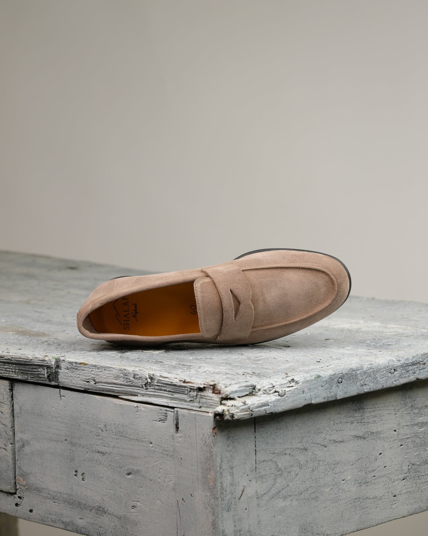 SHALAPI NAPOLI italian loafers for men in suede beige