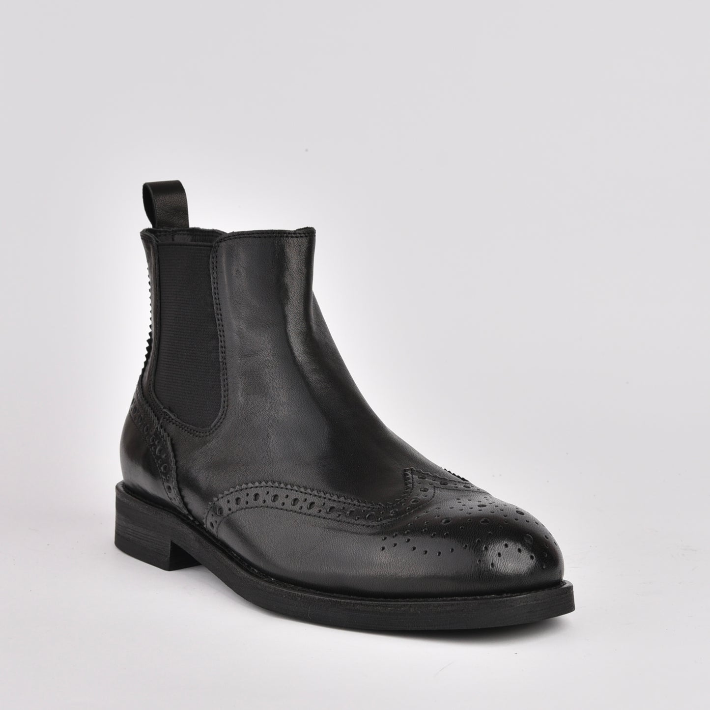 Shalapi genuine leather Chelsea Oxford boots for women in black