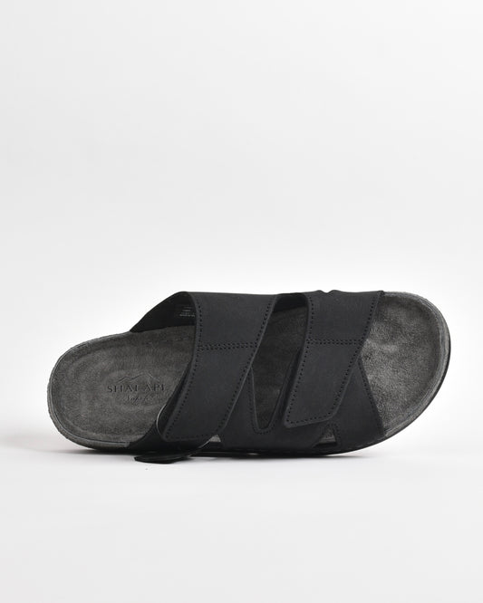 SHALAPI Genuine Leather Comfort Slipper for Men in black