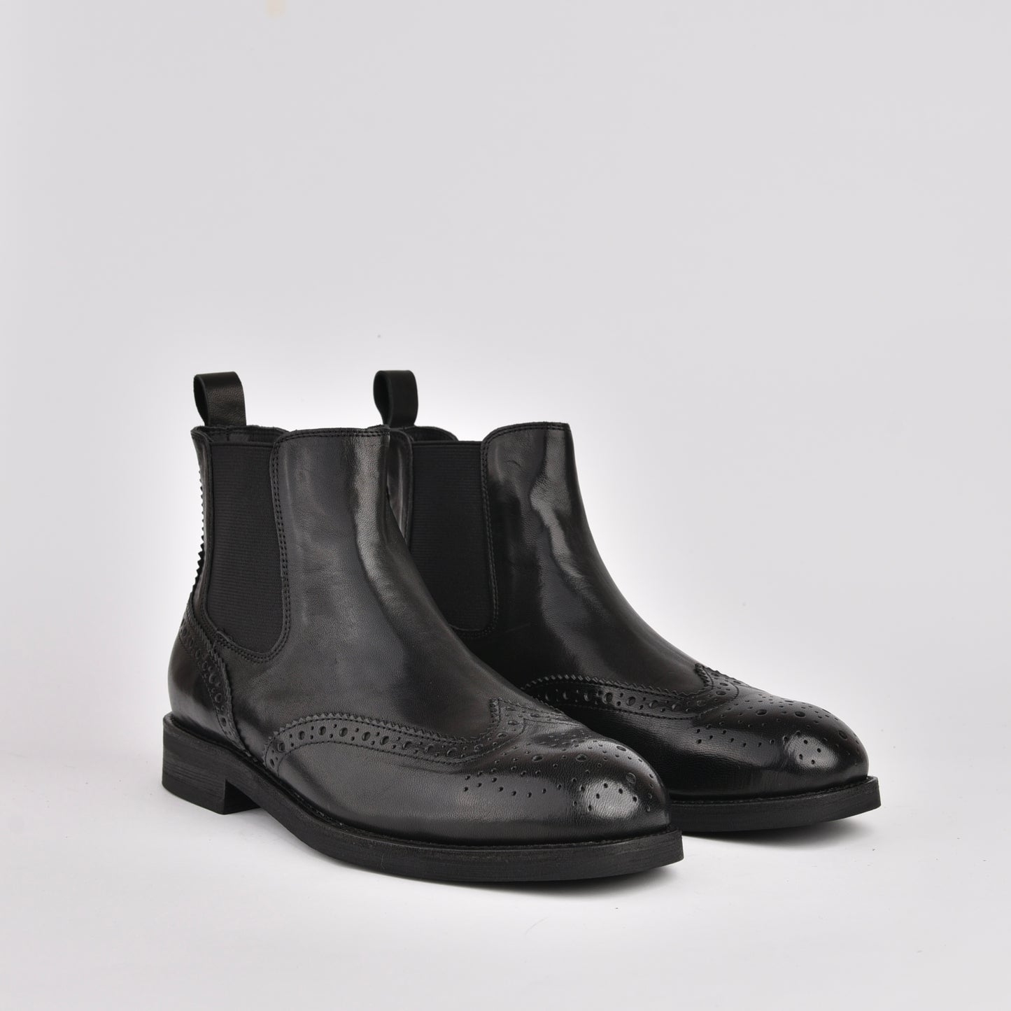 Shalapi genuine leather Chelsea Oxford boots for women in black