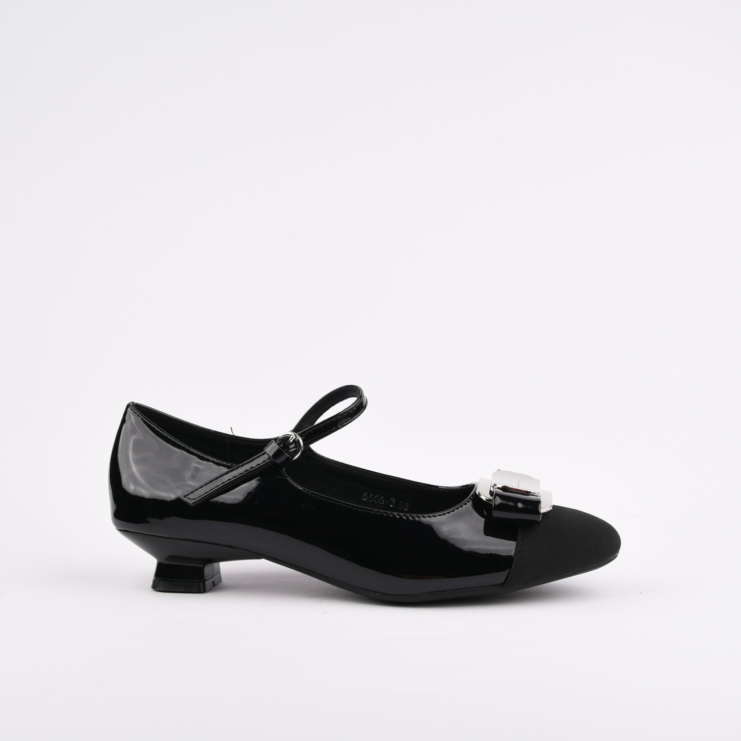 Shalapi classic low heel shoes for women in shiny black