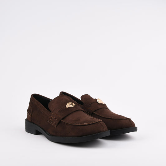 Shalapi loafers shoes for women in suede brown