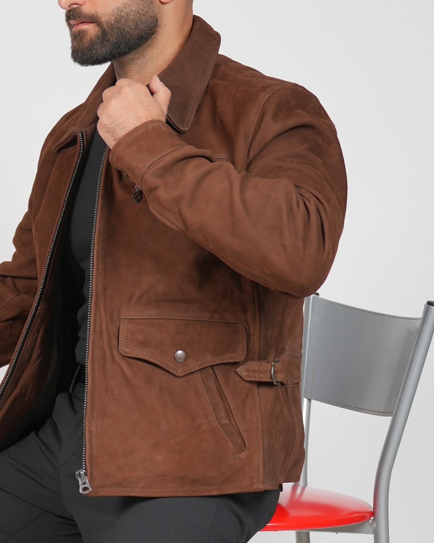 SHALAPI
brown Leather Jacket for men