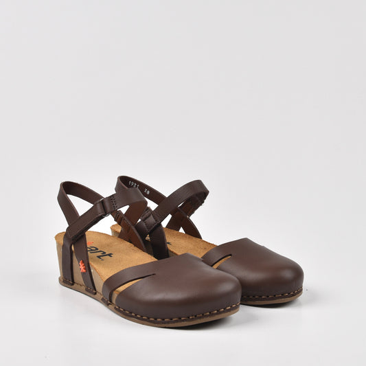 Art Spanish Strap Wedge Sandal for Women in Pleasant Brown.