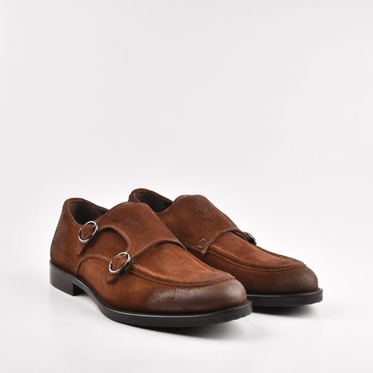 Shalapi Italian Classic shoes without lace for men in suede Camel