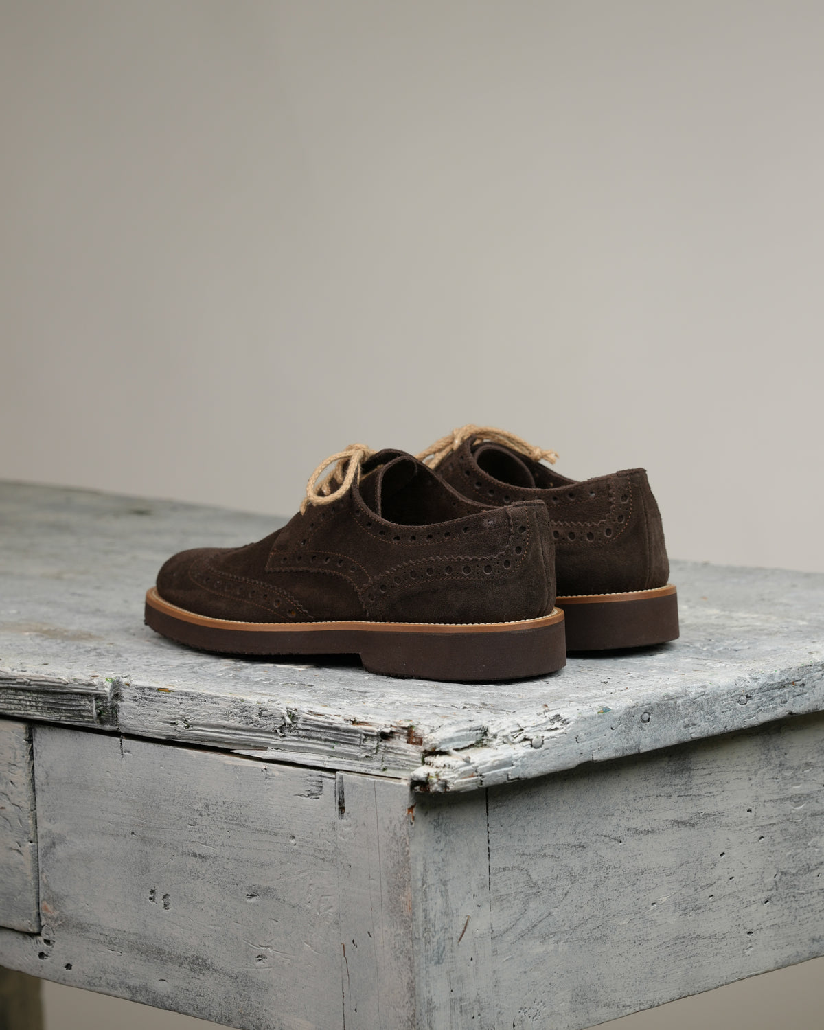 SHALAPI NAPOLI – Oxford brogue Italian Shoes in Suede Brown