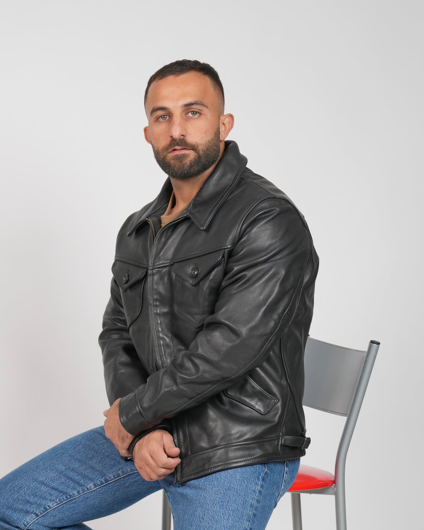 Shalapi Black Leather Jacket for men