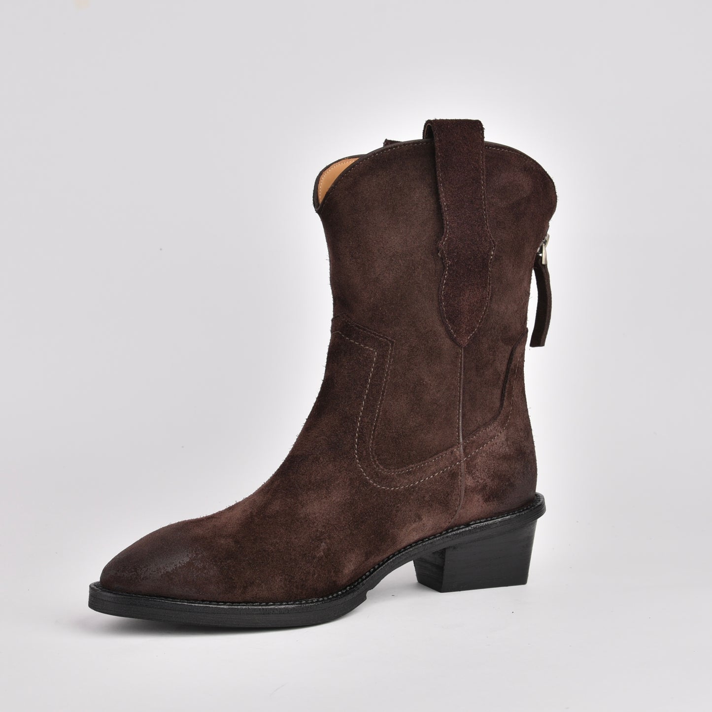 Shalapi genuine leather boots for women in suede brown