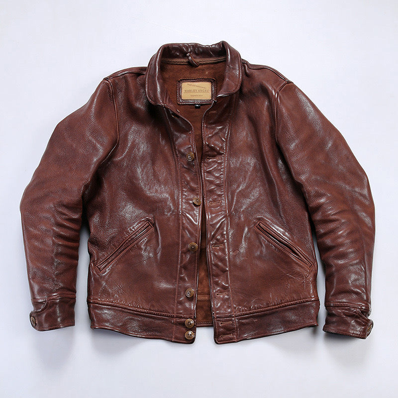 Shalapi guanine leather jackets for men in brown