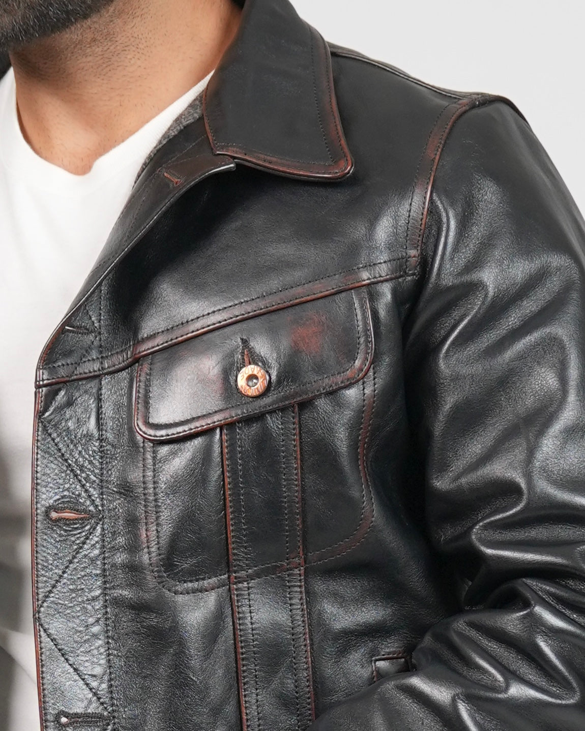 Shalapi Black Leather Jacket for men