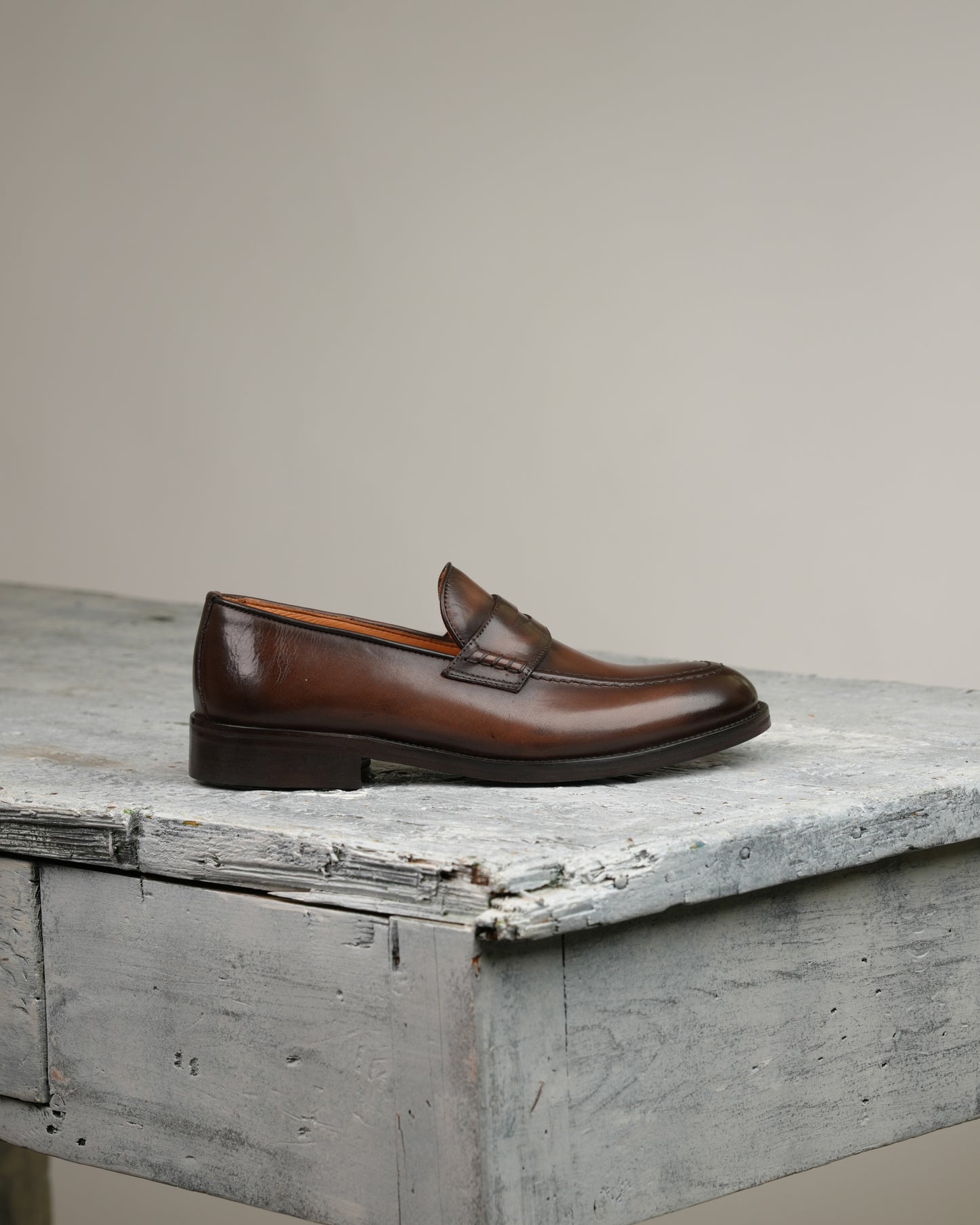 Shalapi Napoli penny loafers for men in brwon