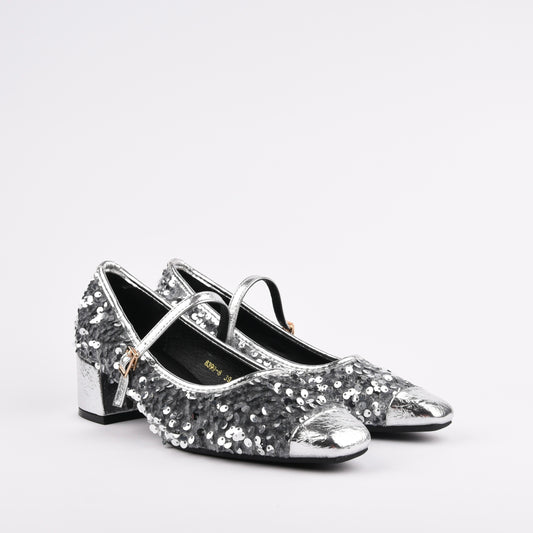 Shalapi Medium Heel Classic Shoes for women in silver