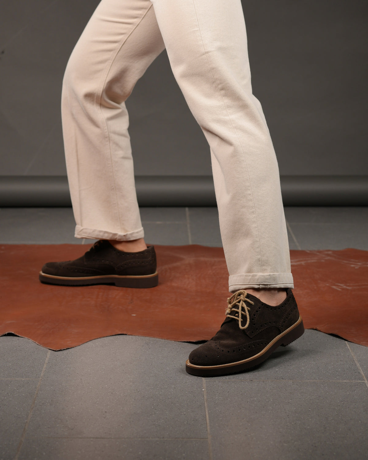 SHALAPI NAPOLI – Oxford brogue Italian Shoes in Suede Brown