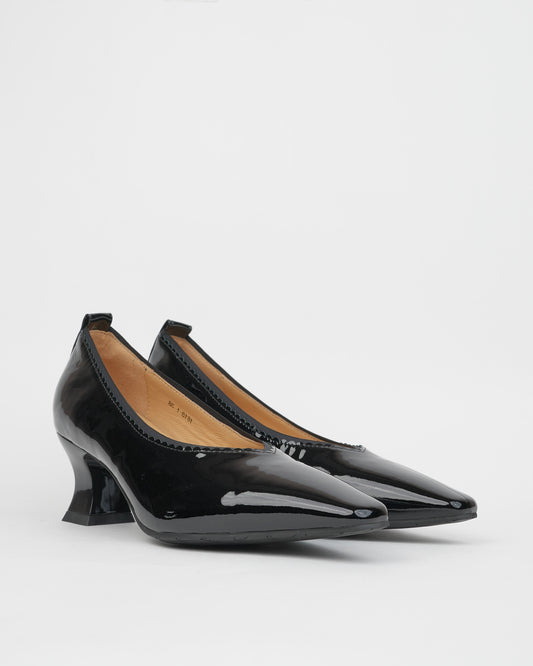 Shalapi classic shoes guanine leather for women in shiny black
