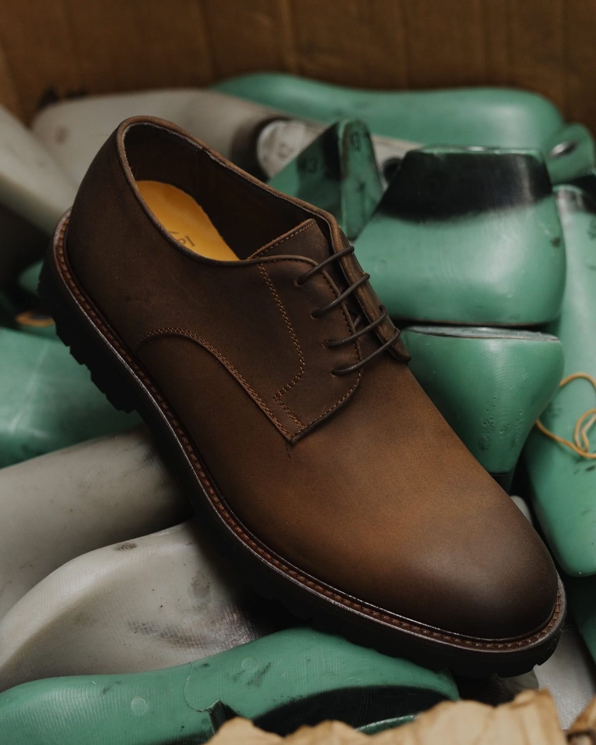 Shalapi Napoli derpy shoes  for men in horse leather in black
