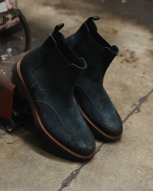 Shalapi Napoli Chelsea boots for men in suede blue