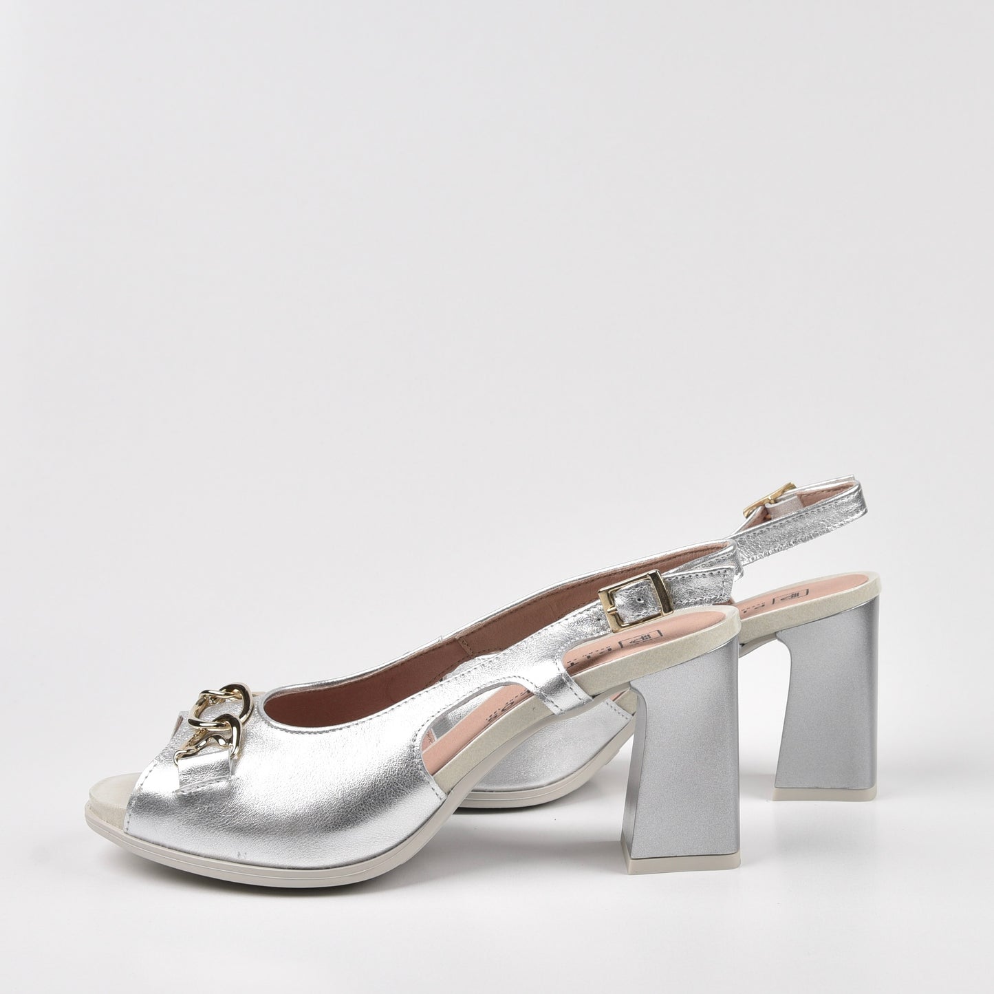 Pitillos Spanish Classic High-Heel Sandal for Women in Silver .