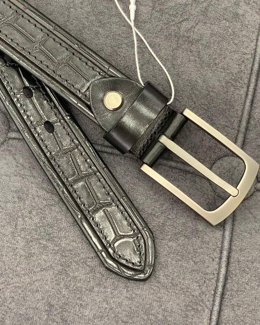 Shalapi Genuine leather belts for men in black