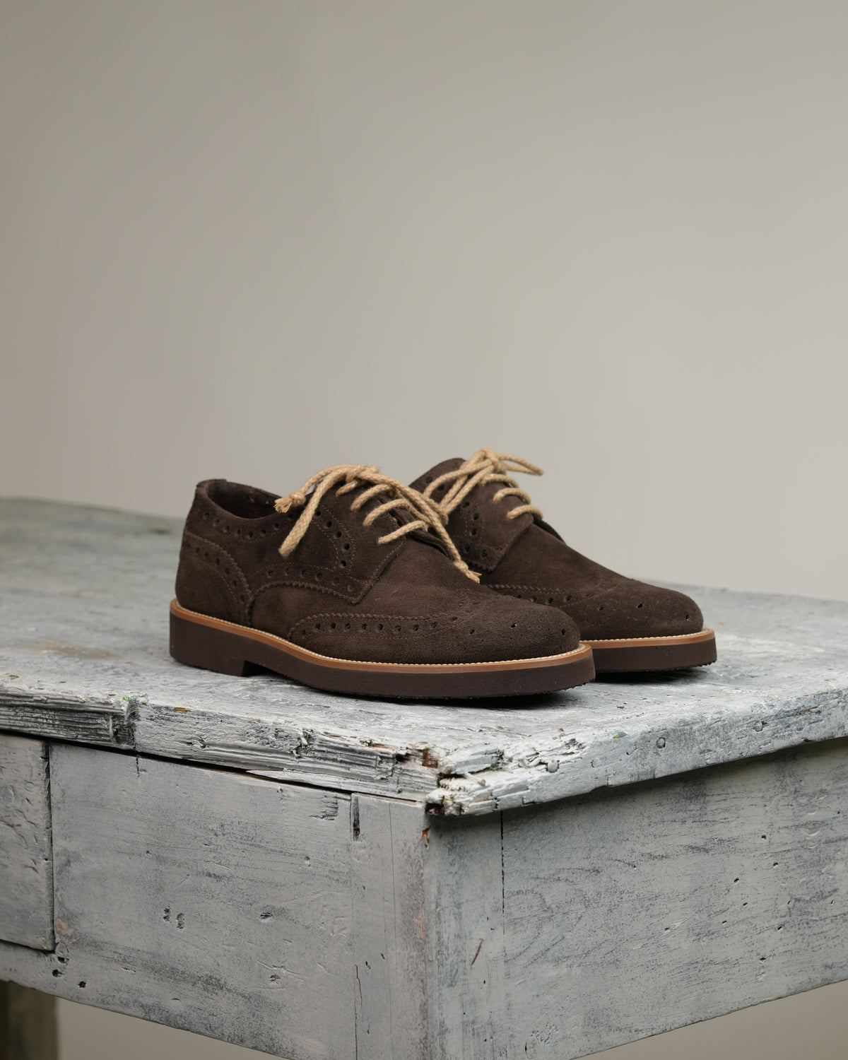SHALAPI NAPOLI – Oxford brogue Italian Shoes in Suede Brown