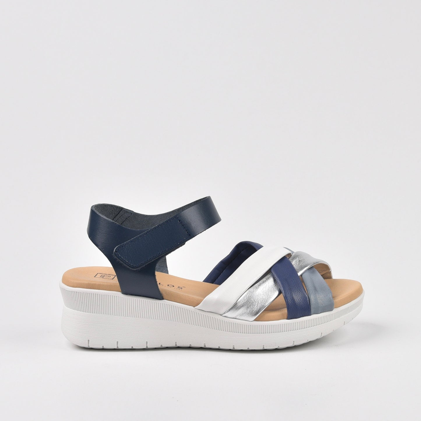 Pitillos Spanish Classic Sandal for Women in White Blue.