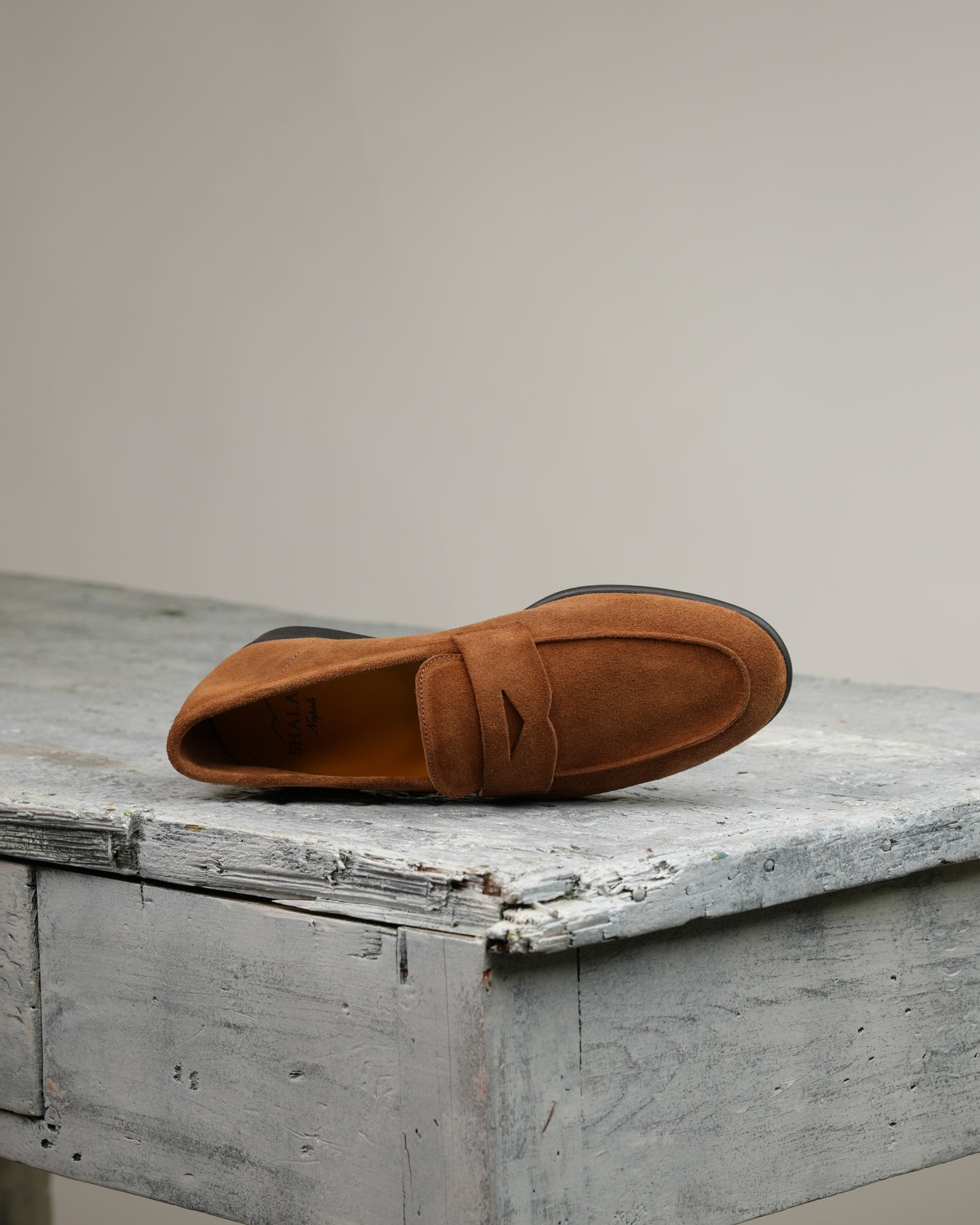 SHALAPI NAPOLI italian loafers for men in suede camel