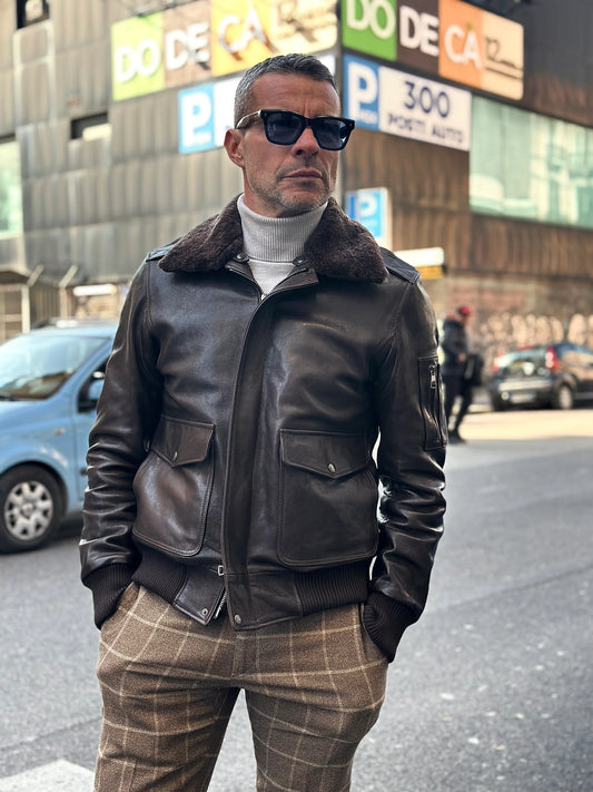 Shalapi italian leather Jacket for men made in Napoli in black