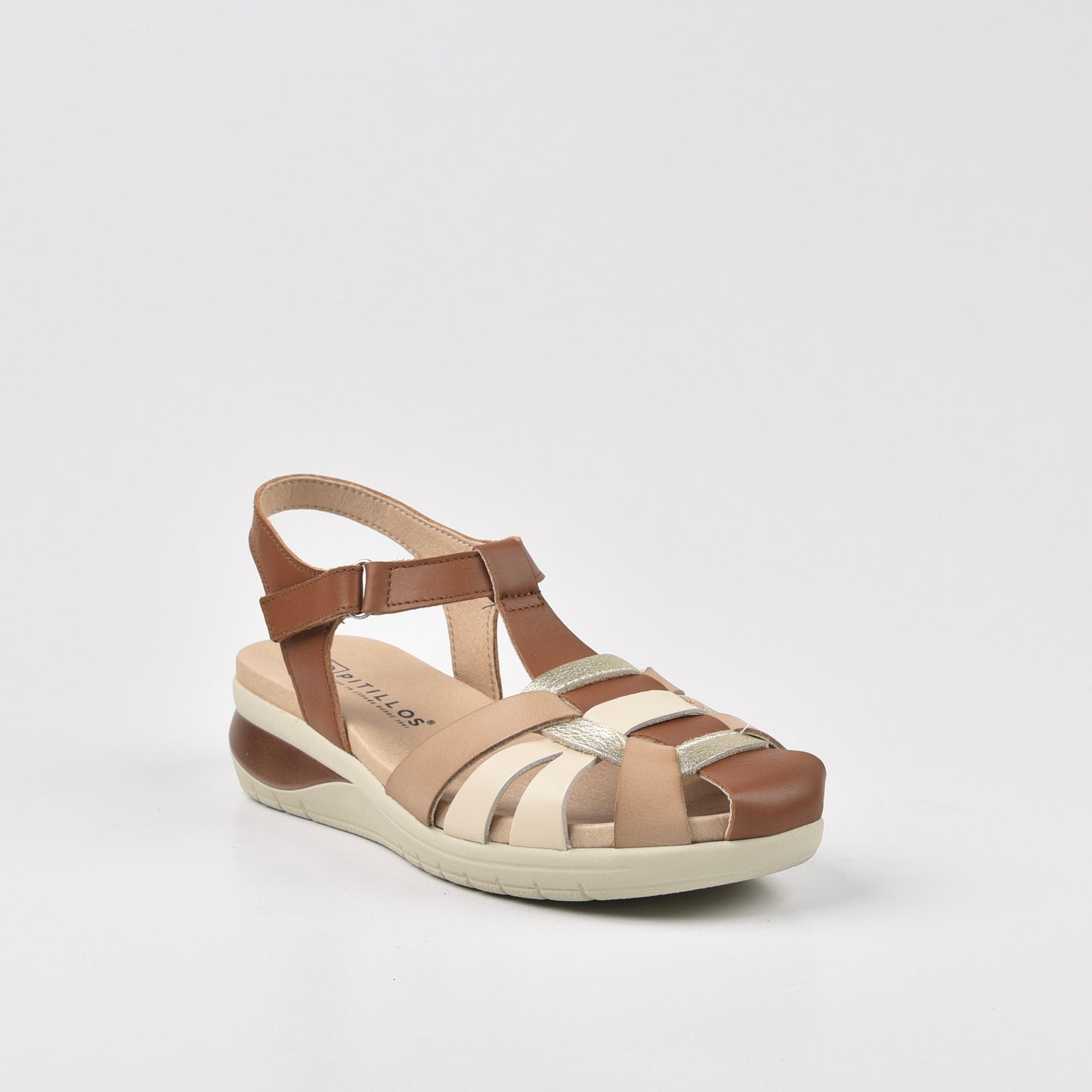 Pitillos Spanish Strap Sandal for Women in Camel .