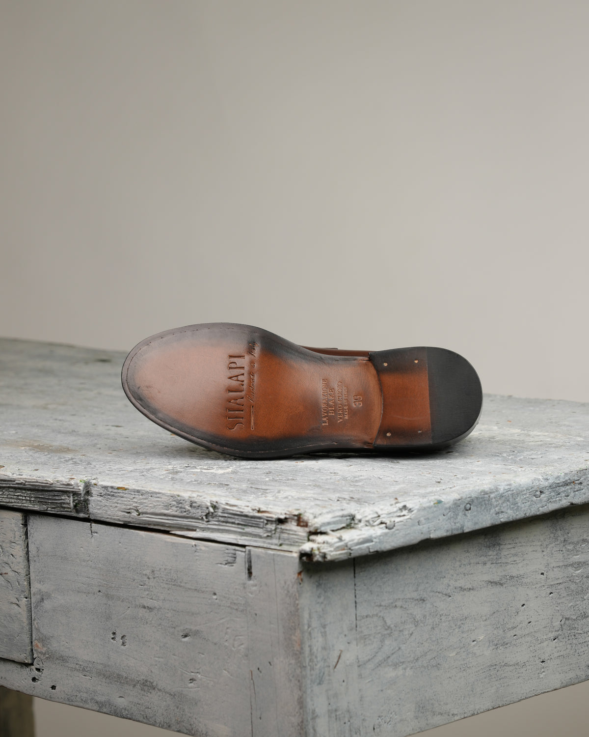Shalapi Napoli penny loafers for men in brwon