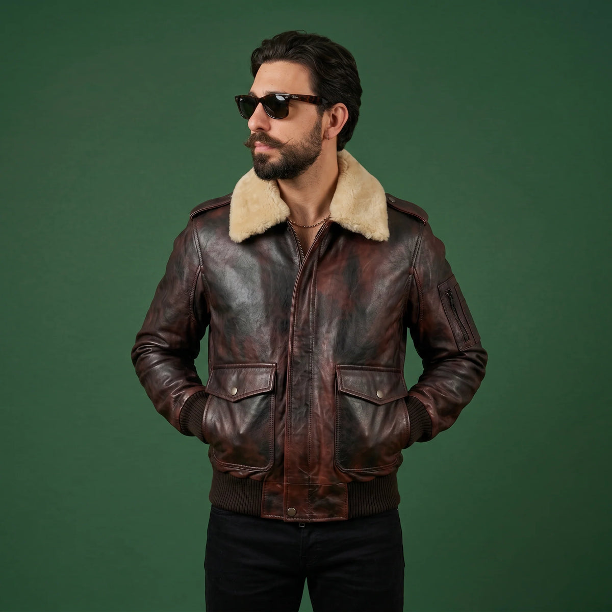 Shalapi italian leather Jacket for men made in Napoli in brown