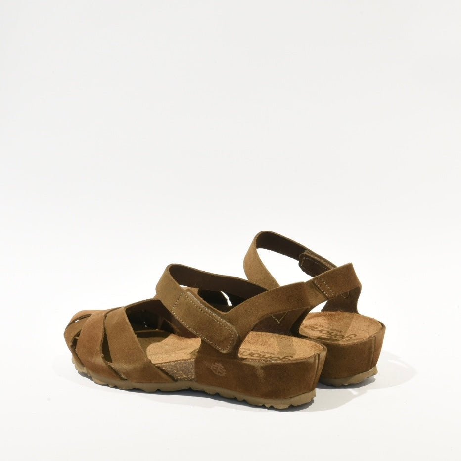 Spanish 100% Genuine Leather Sandal for Women in suede Camel