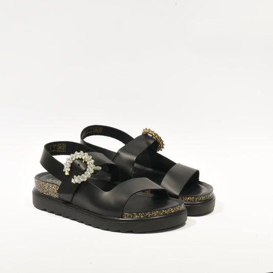 Spanish 100% Genuine Leather Sandal for Women in Black