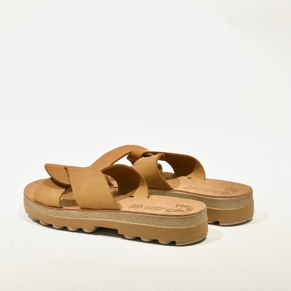 Fantasy sandals 100% Genuine Leather Greek Slipper for Women in Camel