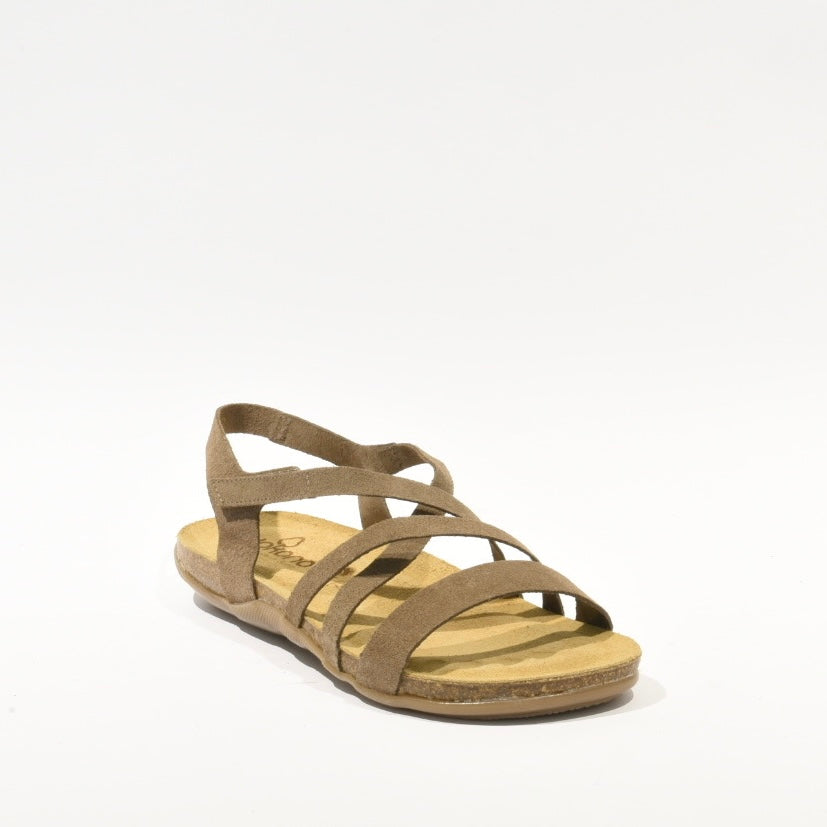 Spanish 100% Genuine Leather Sandal for Women in suede Camel