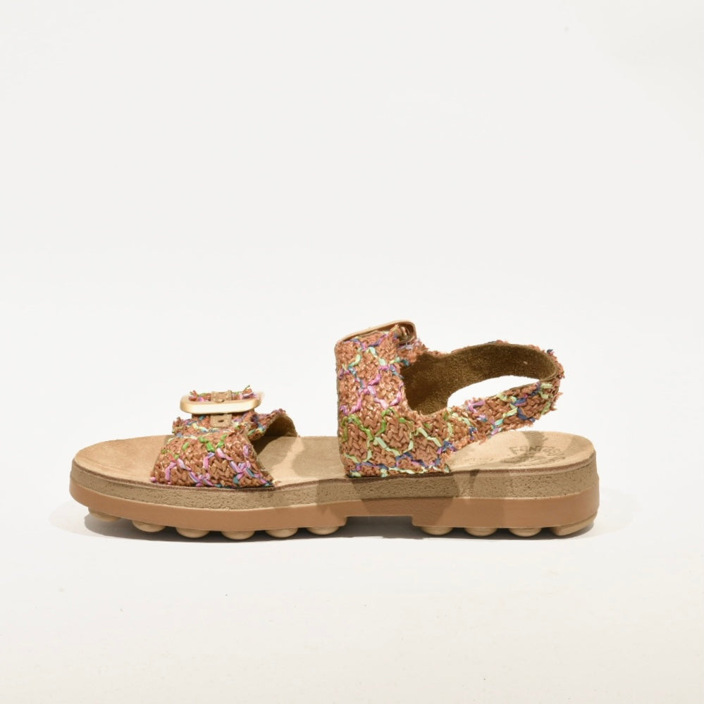 Fantasy sandals 100% Genuine Leather Greek Sandal for Women in Straw Camel Crocheted