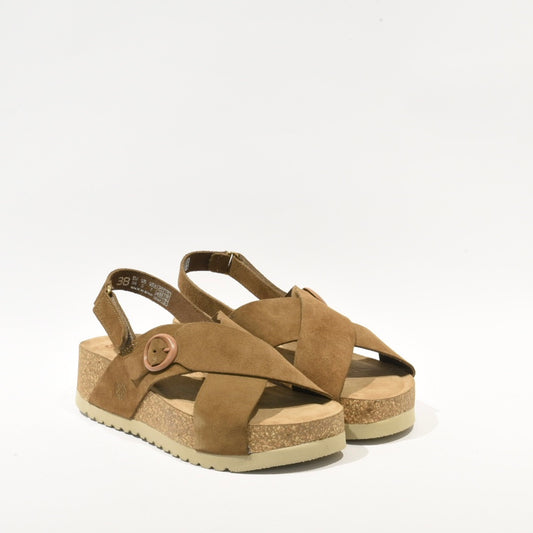 Spanish sandal 100% Genuine Leather Sandal for Women in suede Camel