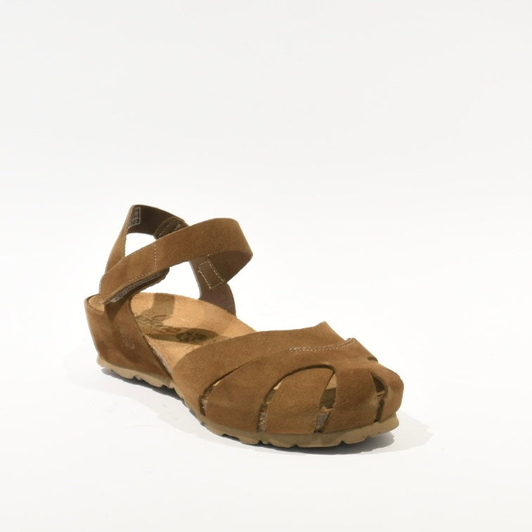 Spanish 100% Genuine Leather Sandal for Women in suede Camel