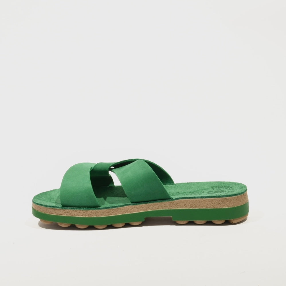 Fantasy sandals 100% Genuine Leather Greek Slipper for Women in Emerald Green