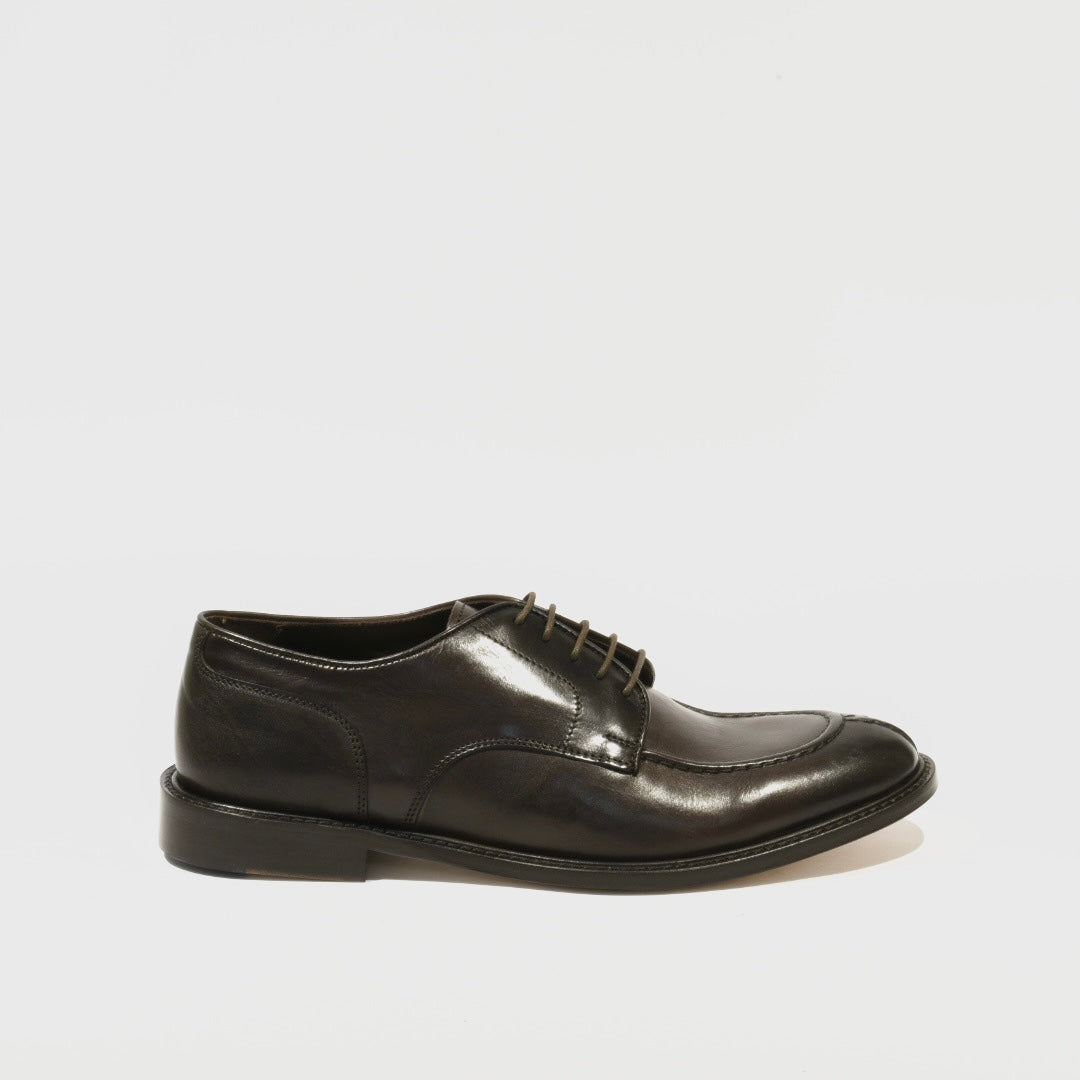 Shalapi Italian Leather Dress Shoes for Men in Dark Brwon