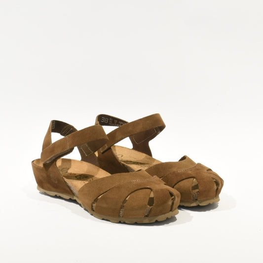 Spanish 100% Genuine Leather Sandal for Women in suede Camel