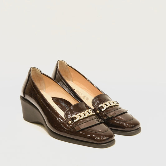 DFC Relax Greek comfort shoes for women in shiny brown