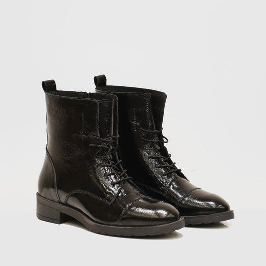 Ankel boots for women in shiny black