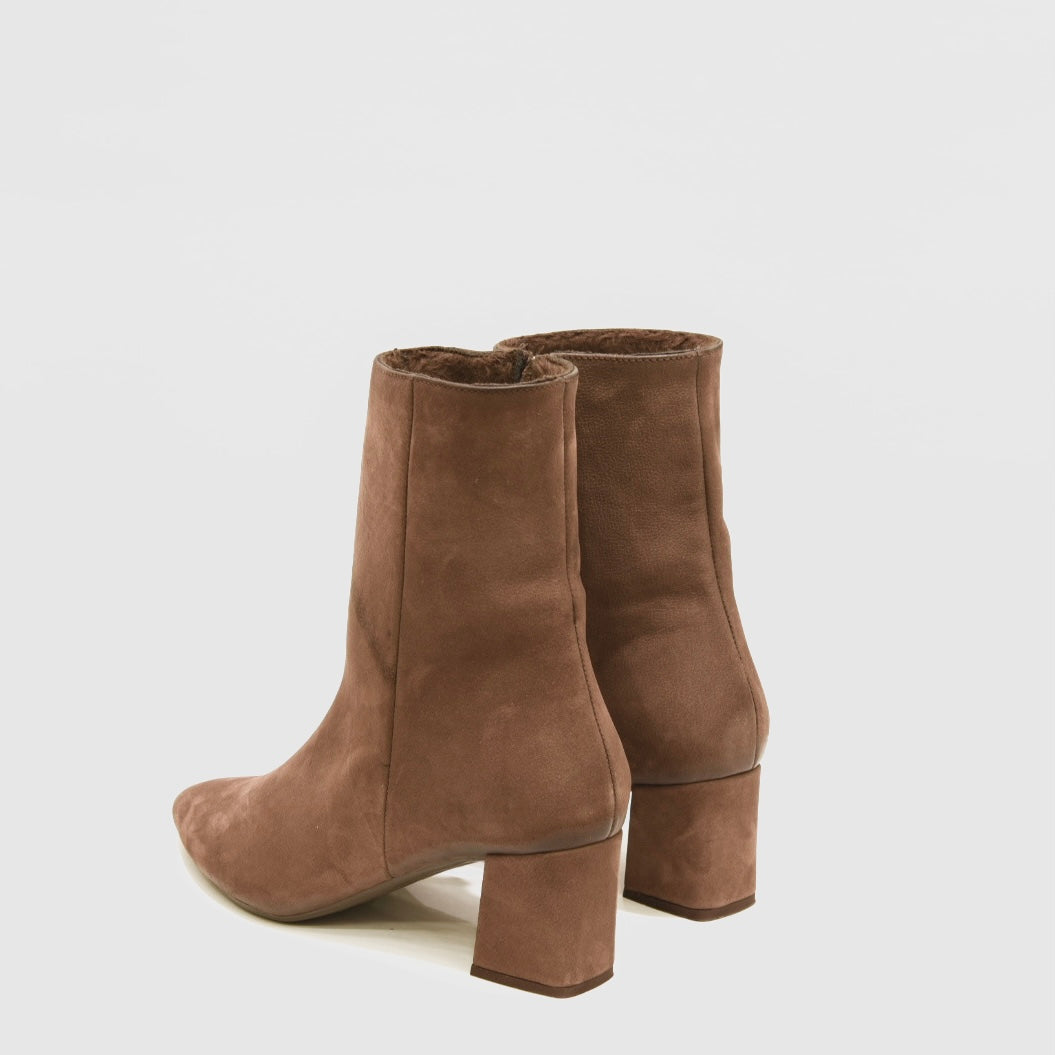 Classic ankle boots for women in nubuck brown