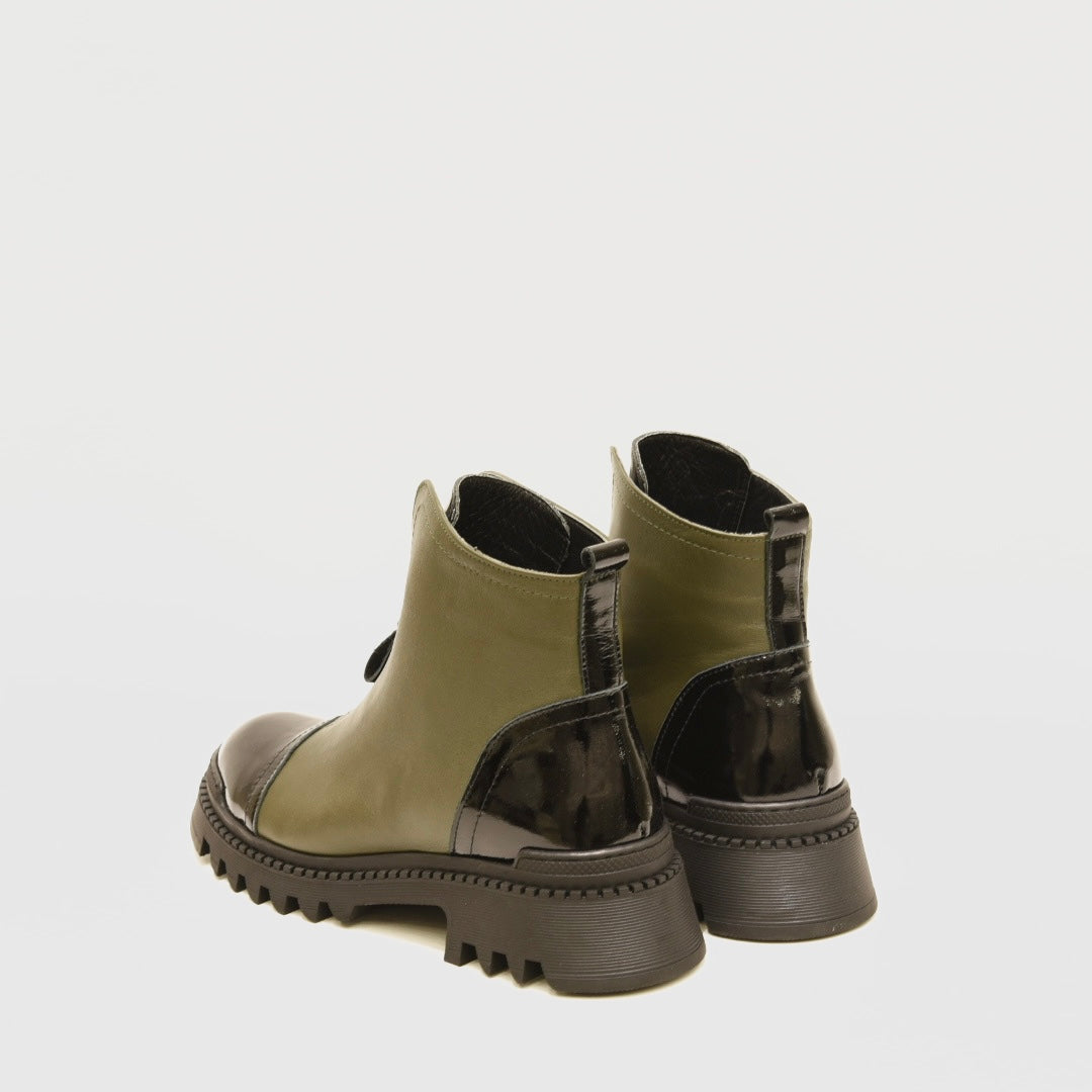 Turkish ankle boots for woman in black and Green